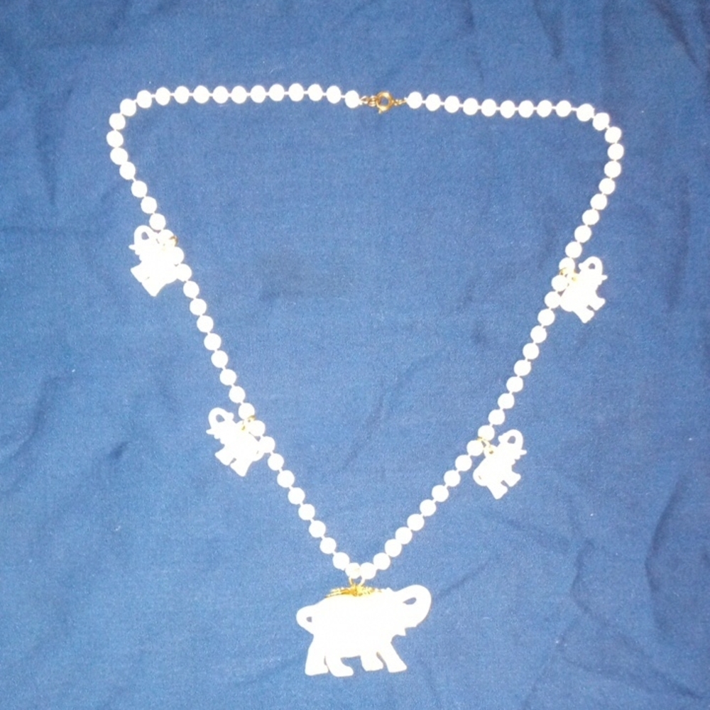 Elephant Charm White Necklace
